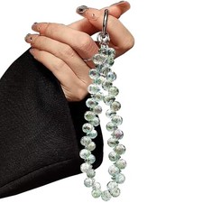 Beaded Phone Wrist Strap, Cellphone Lanyard Chain, Sparkling Wristlet A-green