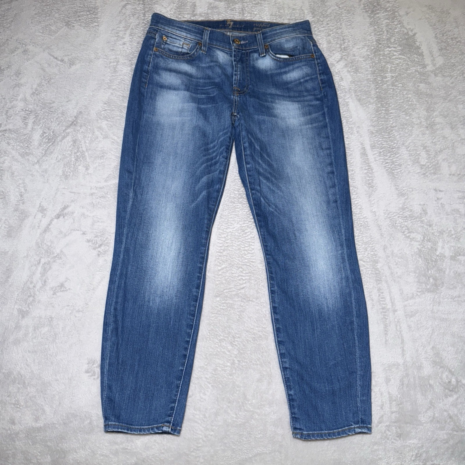 7 For All Mankind Women's Gwenevere Light Wash Cropped Blue Denim Jeans Size 27