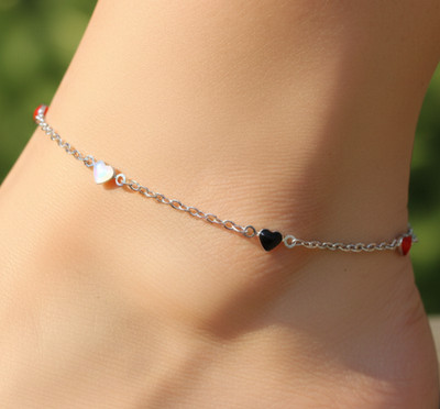 Elegant Silver Tone Heart Charm Anklet Silver Plated Designer Anklet For Women