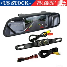 4.3" Backup Camera Mirror Car Rear View Reverse Night Vision Parking System Kit