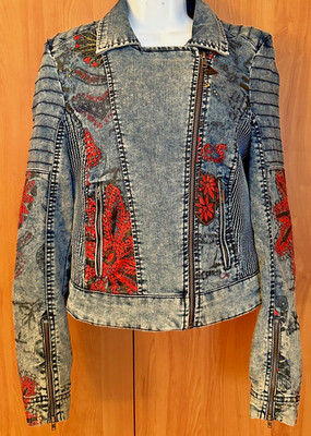 Desigual Printed Multicolor Lined Denim Women Jacket size 38