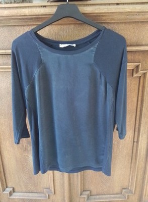 Vanilia Damen-Shirt Dunkelblau 3/4Arm 100%Viskose Gr M Vorne Glänzenden