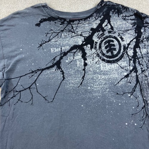 Vtg Y2K Element T Shirt Mens Medium Gray Graphic Short Sleeve Skate Tree Logo