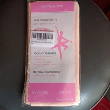 EVERSWE Girls Micro-Fiber Semi Opaque Pink Tights Size 8-10 Medium NEW