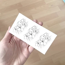 Temporary tattoo sheet Woman with Flowers, Floral Tattoo, Black Tiny Tattoos