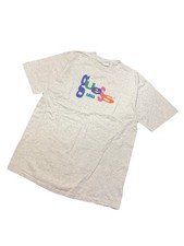 VTG GUESS Grey Single Stitch Made In USA Spell Out Logo T Shirt Size Large