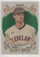 2021 Topps Allen & Ginter Chrome Green Refractor 56/99 Shane Bieber #66 4l8