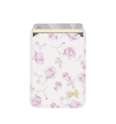 LoveShackFancy   Case-Mate Ribbon Rosa Flora Magnetic Cardholder Sterling Dusk