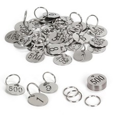 NumRealm Number Tags with Rings, 25mm 304 Stainless Steel Numbered Key ID Tags,