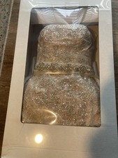 David's Bridal Galina Signature Champagne Lace/Sequined Wedding Dress Size 8