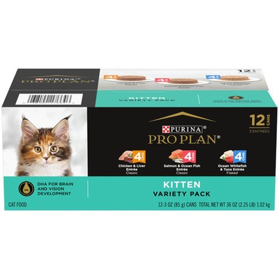 Purina Pro Plan Wet Kitten Food High Protein Variety Pack 3oz Cans 12 Pack