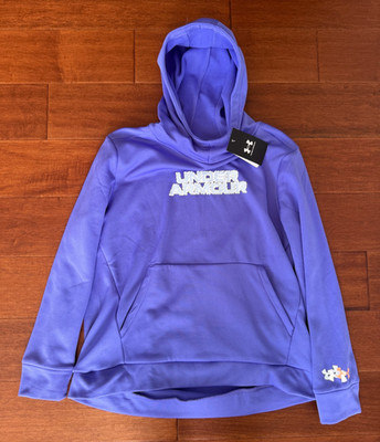 NWT Girls Under Armour Fleece Branded Hoodie - Youth XL - Purple