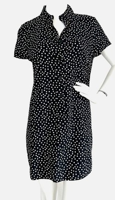 Urban Outfitters 90s Dress Size Small Polka Dot Shirt Short Sleeve Collar B&W