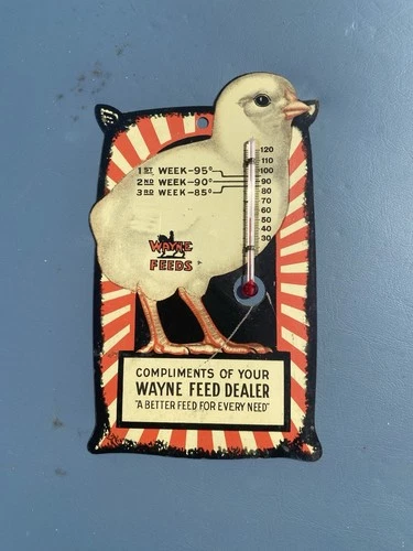Vintage Wayne Feeds Tin Metal Sign Chicken Farm Advertising antique feed seed