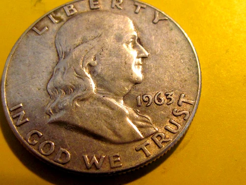 1963 D FRANKLIN HALF DOLLAR,  SILVER  Circulated VF