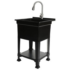 UTILITYSINKS Plastic 24" Freestanding Compact Workshop Tub Sink, Blk For Parts 