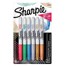 Metallic Permanent Markers, Fine Tip, Assorted Colors, 6 Count - Arts Craft...