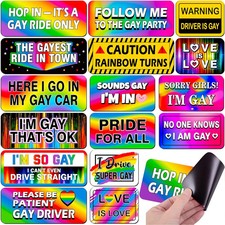 16PCS Funny Pride Gay Car Bumper Magnets: Bulk Magnetic Rainbow Decals Decoratio