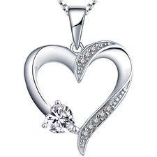 Herz Halskette Damen Silber 925 Geburtsstein Zirkonia verstellbar