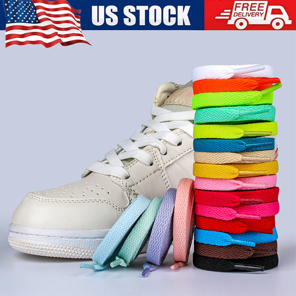 Double Layer Flat Shoelaces Replacement for Sneakers Boots Athletic Shoes 47/55