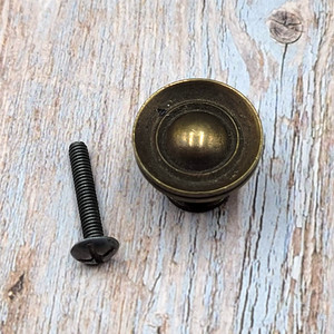 Brass Round Cabinet Drawer Knob Single Satin Brown Vintage Hardware Salvage 1"