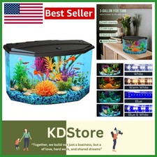 AquaView 3-Gallon Aquarium Starter Kit with 4-Color LED Lighting  Filtration
