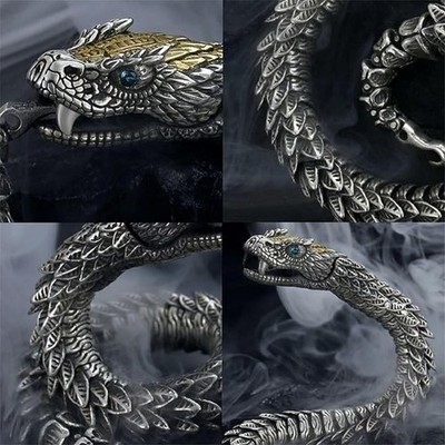 Nordic Vintage Ouroboros Snake Men Bracelet Retro Copper Viking Amulet Hip Gothi