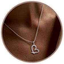 S925 Sterling Silver Heart Necklace for Women, Dainty Love Pendant with CZ, Jewe