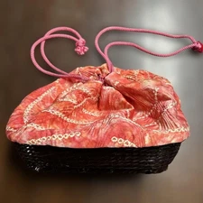 Red drawstring type Japanese bag