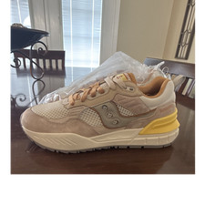 Saucony Shadow 6000 Beige/Gray/Yellow Suede Low Top Lace Up Sneaker
