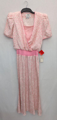 Vintage Flora Kung Kleid UK 6 100% Seide Cottagecore Romantisch Boho Retro Punkte 70er 80er