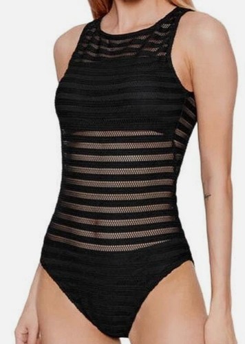 Traje de baño otomano Lauren Ralph Lauren cuello barco de una pieza negro talla 10 para mujer nuevo con etiquetas - Imagen 14 de 15