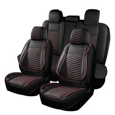 Car Seat Covers,Breathable and Waterproof Faux Full Seat Style1 Black Red