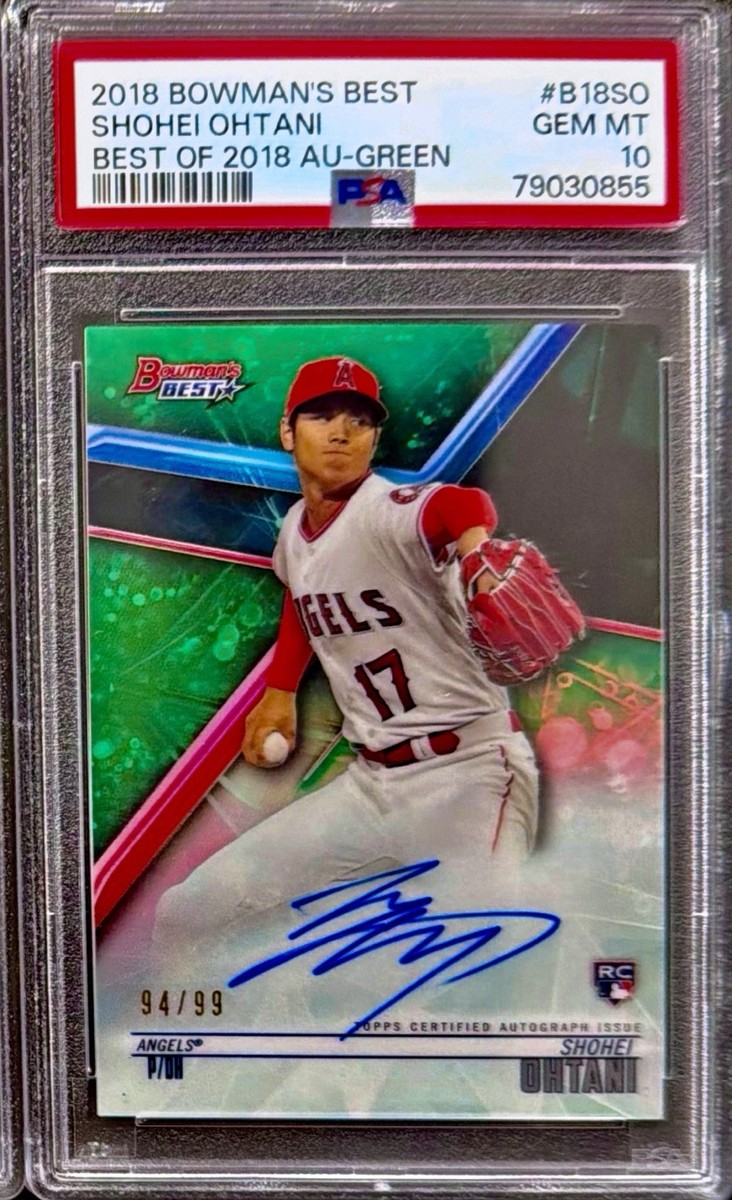 Shohei Ohtani Rookie 2018 (PSA 10) Auto Bowman Best Green out of