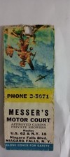 Messers Motor Court Niagara Falls NY Bobtail Matchcover Lot 972 No Tariff Fee