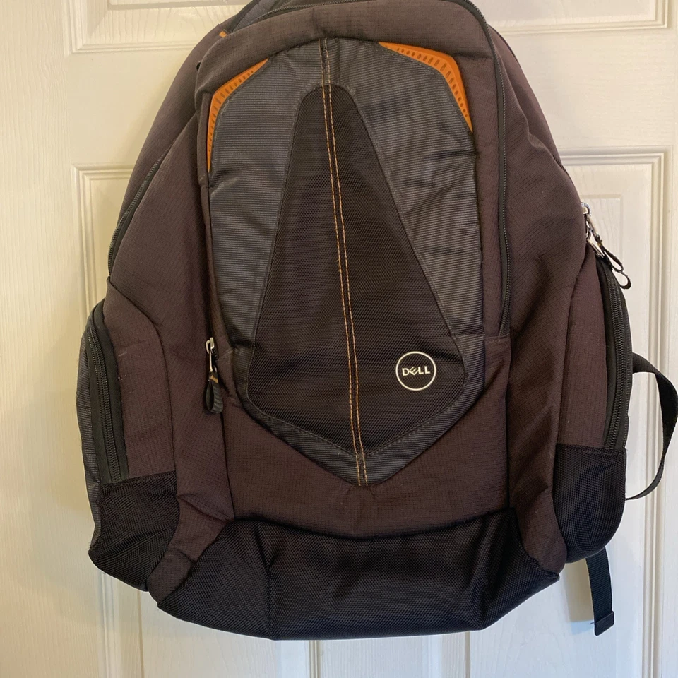 Mochila portátil portátil Dell genuina RV5TV VDPX7 negra y naranja 17 pulgadas Foto 2 de 4