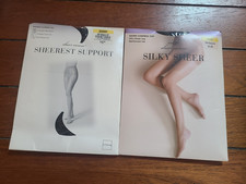 VTG. NEW JCPenney Pantyhose Sheer Carress Control Top Size Short Off Black Sheer