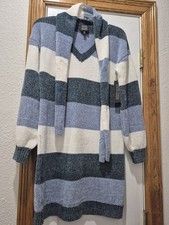 DEREK HEART SWEATER DRESS STRIPE BLUE,WHITE STREACHABLE ,NEW WITH TAG SIZE SMALL
