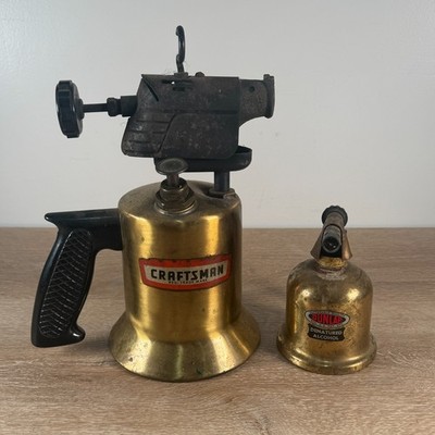 Vintage Craftsman Brass Gas Blow Torch Lot + DUNLAP Mini Denatured Alcohol