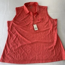 MONTEREY CLUB WOMEN’S SLEEVELESS GOLF POLO SHIRT XL CORAL MOISTURE WICKING