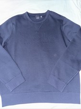 Polo Ralph Lauren Logo Embossed Double Knit Sweatshirt Size Large Blue Crewneck