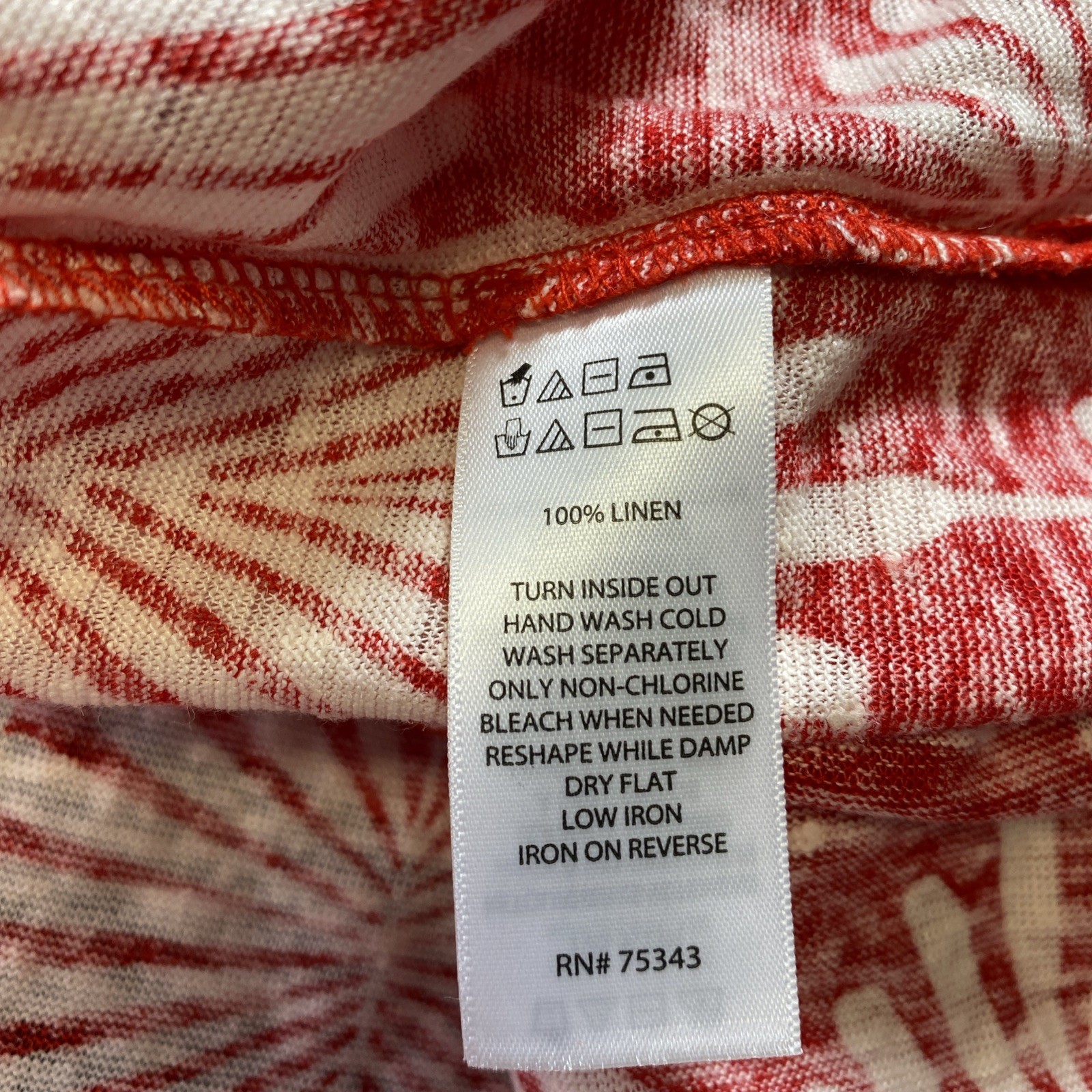 Joie Womens - Size 3X- 100% Linen Knit Tunic Red & Cream Lightweight 