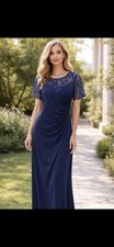 ADRIANNA PAPELL LONG DRESS/NAVY/NEW WITH TAG/RETAIL$189/SIZE 6/STRETCH