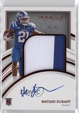 2022 Panini Immaculate Collegiate Rookie Ruby 2/49 Mataeo Durant Patch Auto 0eo6