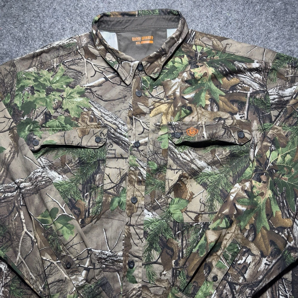 Game Winner Camo Shirt Men Size 3XL Realtree Long Sleeve Hunting Button Up Heavy - Image 2 of 4