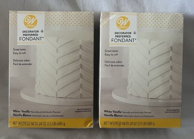 Two (2) Wilton Decorator Preferred White Fondant Vanilla Fondant Icing 24 oz.