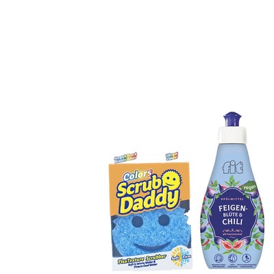 2tlg. | Fit Geschirrspülmittel Spülmittel Feigenblüte + Scrub Daddy Schwamm Blau