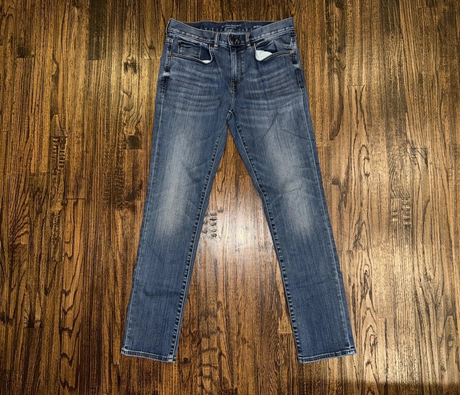 Pantalon jean denim Banana Republic Traveler 30x32 bleu délavé moyen slim stretch