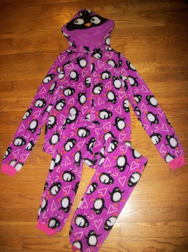 JELLI FISH KIDS FLEECE PAJAMAS PJ SLEEPER CAT DOG PENGUIN GIRLS SZ XL 14 16 - Picture 5 of 8