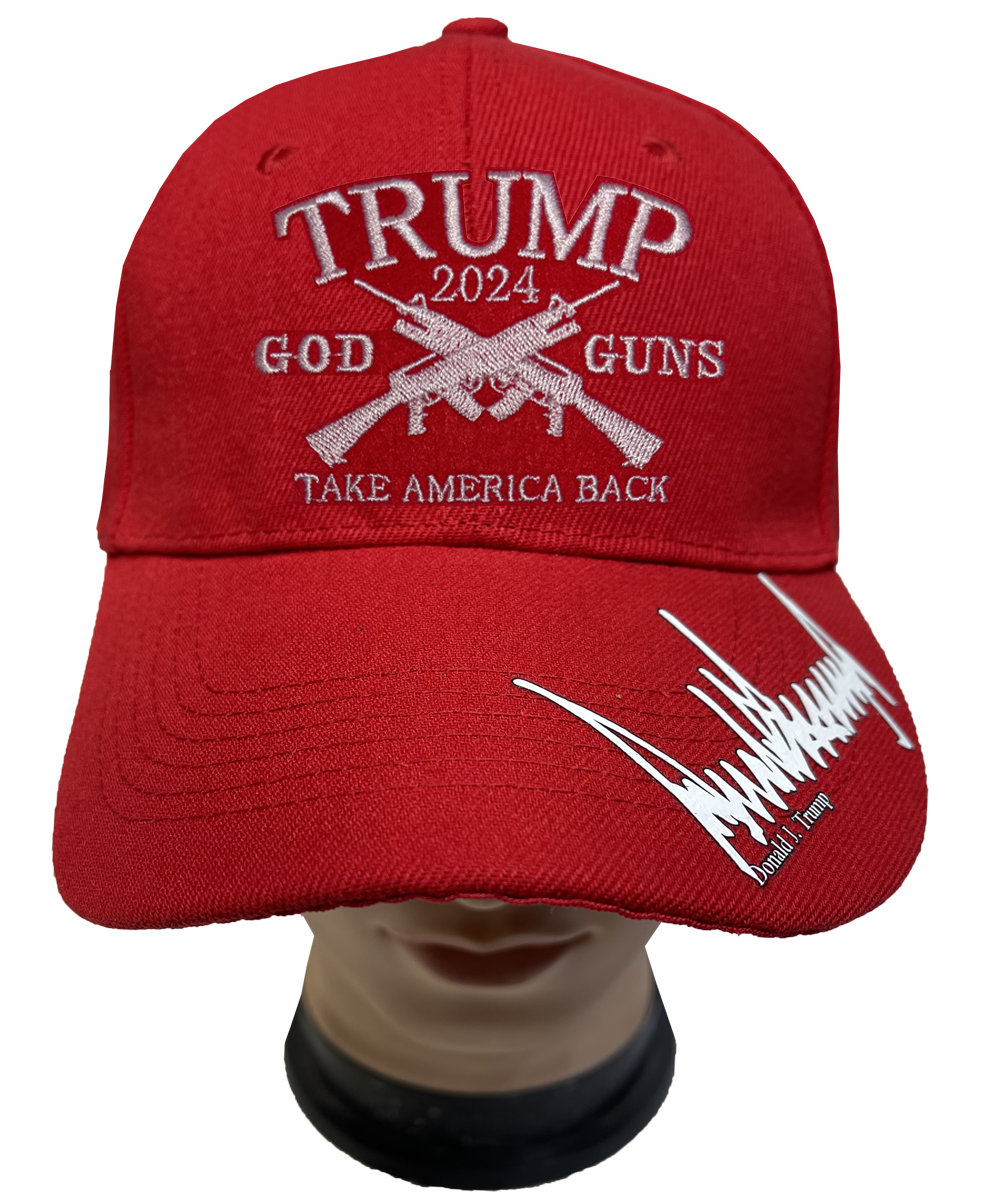 Cappello Da Baseball Trump 2024 Con Scritta 'God Guns', Bandiera USA, Regolabile, In Acrilico, Per Sostenitori - Foto 5
